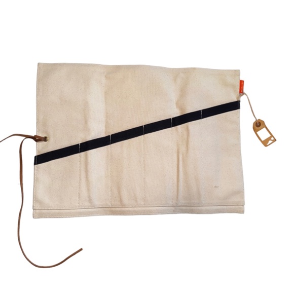 CB Station Canvas Multi Pocket Travel Roll Case Anchor Motif Tools Brushes - Picture 7 of 11